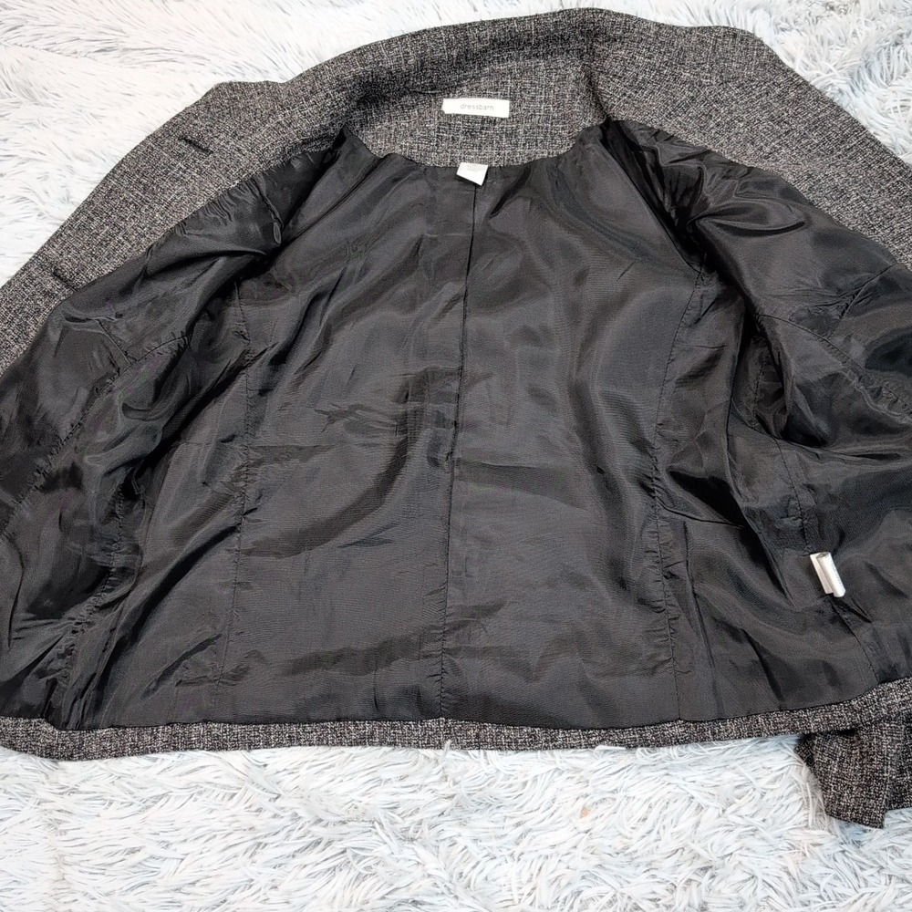 Dressbarn Jacket Womens M Gray Blazer Button Up Career‎ Comfort Preppy Casual - Picture 10 of 10